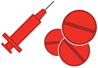Icon of syringe and steroids
